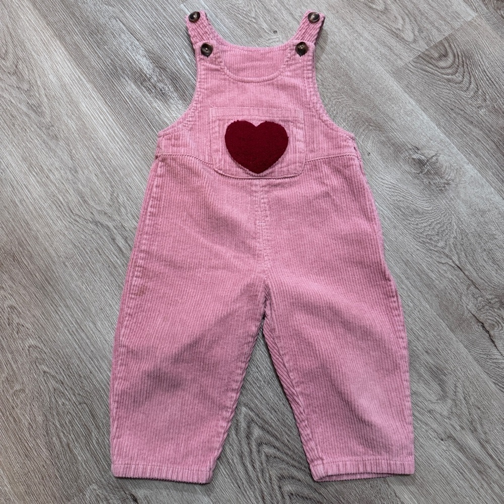 Valentine’s Day Pink Corduroy Heart Overalls Kids Love